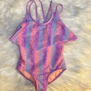 Cat & Jack Multi Color Leopard Print Flowy One Piece Bathing Suit Size XS or 4/5